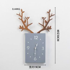 Houten Herten Hoofd Decoratie Opknoping Klok Muur 3d Woonkamer Art Opknoping Horloge Horloge Grote Wandklok Home Decor