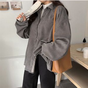 HziriP BF Stijl Textuur Corduroy Chic Retro Zachte Zoete Losse Warm Solid Vrouwen Oversize Tops Losse All-Match Shirts 3 Kleuren