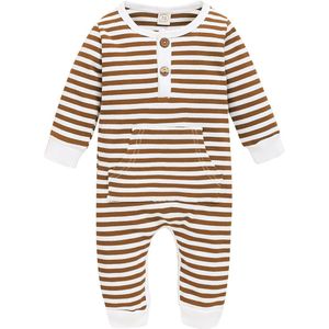 0-18M Baby Jongens Meisjes Kleding Peuter Lange Mouw Ronde Kraag Romper Baby Gestreepte Gebreide Casual Jumpsuit