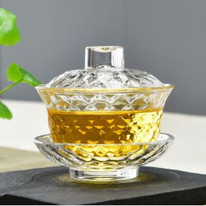 150cc Creatieve hittebestendig Transparant Glas Gaiwan Kantoor Kung Fu Thee Set Drinkware Theepot Master Thee Kommen Verzonden vriend