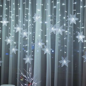 Kerst Sneeuwvlokken Led String Lichten Knipperende Lichten Gordijn Licht Waterdicht Party Aansluitbaar Wave Fairy Light 3.2M