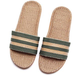 Vlas Slides Indoor Slippers Open Teen Linnen Schoenen Vrouw Zomer Casual Platte Vrouwen Slippers Zapatos De Mujer