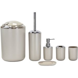 Zes Stuk Badkamer Accessoire Set, Tandenborstelhouder, Tand Cup, Zeepdispenser, Zeep Doos, toiletborstel En Prullenbak