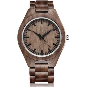 Natuurlijke Walnoot Hout Horloge Mannen Houten Case Band Horloge Mannelijke Vintage Retro Bruin Kleur Quartz Horloges reloj de madera
