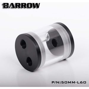 Barrow Reservoir (DIA: 50 MM, TL: 60 MM) voor water cooler Transparant body Black Cap watertank heatsink gadget