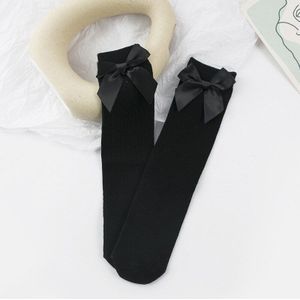 Meisjes Kniekousen Met Bogen Snoep Kleur Katoen Ademende Kousen Prinses Sokken School Marine Blauwe Sokken