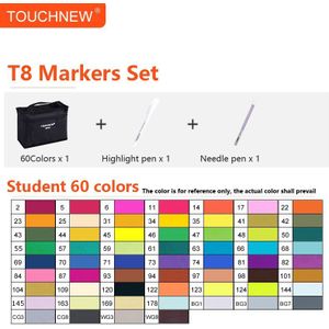 Touchnew T8 Art Markers Pen Met Dual Tip Schetsen Alcohol Marker Set Ronde Pen Voor Kids Volwassenen Kleuring