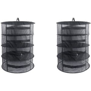 Kruid Droogrek Netto 2 Pack 4 Layer 2Ft Herb Droger Mesh Opknoping Droger Netto Met Rits Zwart
