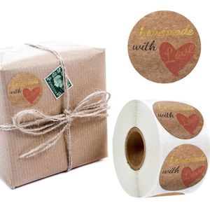 Ronde Zelfklevende Stickers Seal Verpakking Zelfgemaakte Met Liefde Labels Dozen Decoratie QX2E