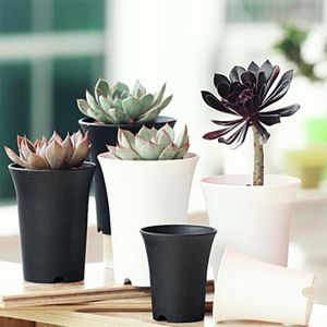 4 Stuks Korte Zwart Wit Bloempot Plastic Vetplant Pot Dikke Mat Ronde Hoge Taille Bloempot Huis Tuin office Decor