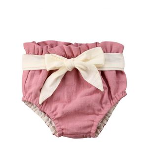 Roze Strik Katoen Baby Baby Meisje Jongen Shorts Hoge Taille Pp Broek Nappy Luier Covers Strik Bloeiers 6 M- 2T