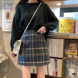 Plaid Rok Vrouwen Herfst Winter Hoge Taille Koreaanse Mini Rokken Womens Top Elegante Dames Meisjes Alle Match Casual