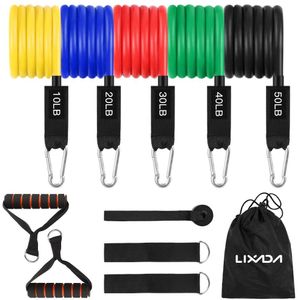 Lixada 11Pcs Workout Resistance Bands Set 5 Oefening Tube Bands Loop Bands Gedempte Handgrepen Springtouw Deur Anker Enkel bandjes