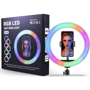 Rgb Led Ring Licht Telefoon Houder Fotografie Vulling Licht 1.6M Statief Dimbare Rgb Selfie Set Led Ring Light Remote voor Foto Video