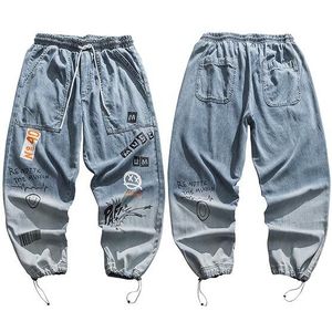 Hip Hip Denim Broek Jeans Gezicht Print Mannen Harajuku Streetwear Joggers Broek Herfst Katoen Denim Broek Pocket Harem Broek