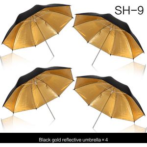 4 Pack 33 ""/83Cm Diameter Fotografie Studio Opvouwbare Reflecterende Zwart/Goud Softbox Paraplu