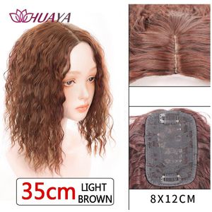 Huaya Hoofd Overhead Vervanging Stuk Haar Natuurlijke Onzichtbare Synthetische Pruik Water Wave Haarstukje Haarspelden Die Wit Haar