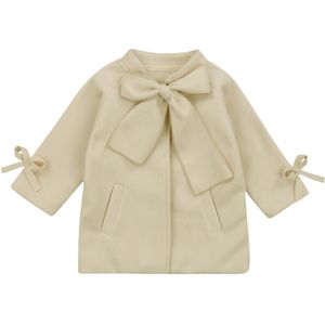 Herfst Winter Kinderen Trenchcoats Lange Mouw Strikje Fleece Jassen Bovenkleding Kids Baby Meisjes Kleding Overjas 1-8Y