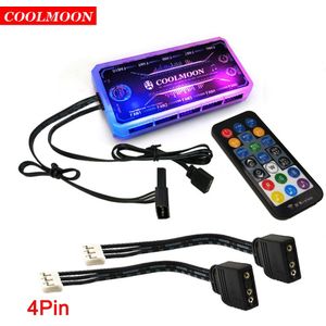 Coolmoon Smart Muziek 5V 3Pin Argb Afstandsbediening Hub Voor Coolmoon 6Pin Chassis Cooling Fans 4Pin Licht Strip Warmte dissipatie