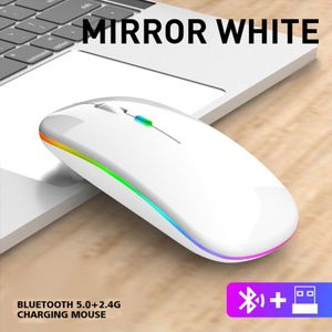 2.4G + Bluetooth 5.0 Draadloze Muis Optische Tracking Dual Mode Oplaadbare Rgb Muizen Knop Mute 1600Dpi Pc Mouse