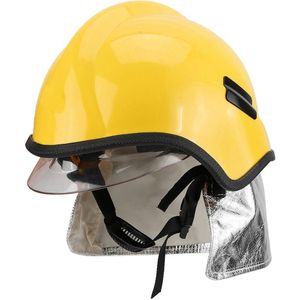 Gele Kleur Helm Pemadam Beschermende Brandwerende Firefighter Veiligheid Helm Anti-Corrosie Straling Hittebestendig Polycarbonaat