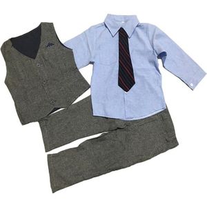 Jongens Pak Gentleman Lange Mouwen Pak Baby Jurk Formele Britse Mode Kinderen Kostuum Shirt + Vest + Broek