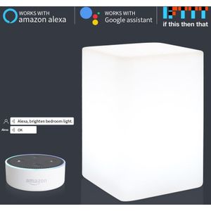 Rechthoek Wifi Smart Tafellamp Compatibel Met Alexa Voice Control Hand Touch Led Ambient Nachtlampje Gecontroleerd Door App