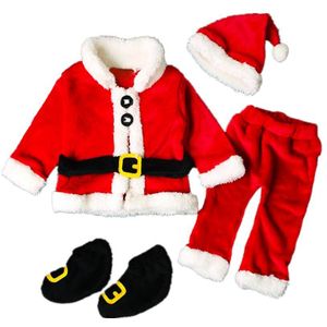 Citgeett Herfst Herfst Winter Christmas Baby Boy Meisje Kerstman Tops + Broek + Hoed + Schoenen Xmas Kleding Warm set