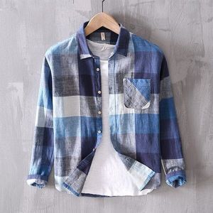 Suehaiwe 'S Italië Stijl Lange Mouwen Plaid Shirts Mannen Katoen En Linnen Shirt Mens Casual Tops Shirt Voor mannen Camisa Overhemd