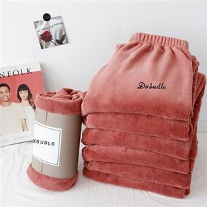 Broek Voor Vrouwen Winter Volledige Lengte Pyjamabroek Flanellen Lounge Wear Thuis Broek Zachte Warme Dagelijks Homewear Plus Fluwelen Koppels