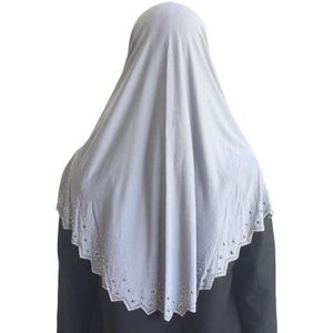 Moslim Vrouwen Meisjes Amira Hijab Sjaal Islamitische Hoofddoek Lange Shwals Hand-Made Side Met Luxe Tsjechische Boor