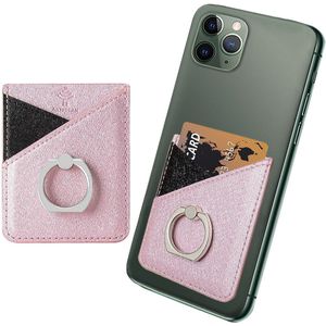 Lederen Mobiele Telefoon Kaarthouder Portemonnee Sticker Voor Iphone 11 X Xs Max Ring Houder Pocket Card Slot Sticker