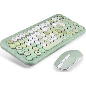 Candy Kleuren Draadloze Toetsenbord Muis Combo 2.4G Gemengde Kleur 83 Key Mini Toetsenbord Muis Set Met Honingraat Sleutel caps