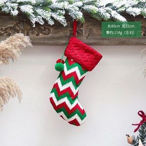 Rode Kous Gebreide Sokken Voor Home Decoratie Kerst Cadeau Zak Snoep Zakken Bag Kerstsok Ornamenten
