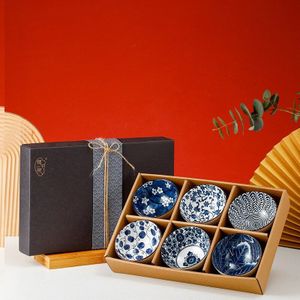 Japanse Keramische Servies Kom Set Creatieve Keramische Kom Box Set Kom Blauw En Wit Porselein Kom Servies Set