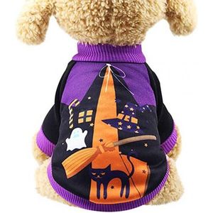 Mooie Pet Puppy Halloween Pompoen Heks T-shirt Zacht Ademend Winter Hond Kleding Kostuum Jas Halloween Decoratie
