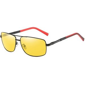 Feishini 2022 Brand Rechthoek Zonnebril Mannen Gepolariseerde Uv-bescherming Nachtzicht Driver Veilig Geel Rijden Bril