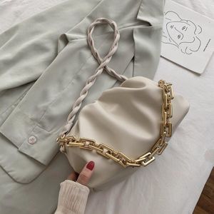 Wave Band Riem Pu Lederen Crossbody Tassen Voor Vrouwen Kleine Gouden Metalen Schouder Handtassen Vrouwelijke Mode