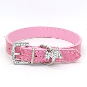 Levendige lederen halsband voor puppy's, katten, kittens en honden, voor kleine, middelgrote en grote halsbanden (groot (36 cm - 46 cm nek), helder goud