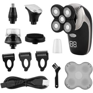 5 In 1 Usb Baard Scheerapparaat Waterdichte Tondeuse Clipper 5D Drijvende Vijf Blade Scheermes Neus Trimmer Gezicht Spons borstel