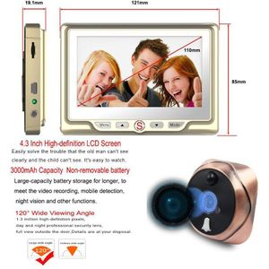 Smart Home Digitale Draadloze Deur Video-eye Camera met Bewegingsdetectie Video-opname Deur Kijkgaatje Viewer Monitor Deurbel