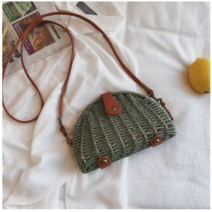 casual shell box women rattan shoulder bags bohemian wicker woven ladies messenger crossbdoy bag summer beach small straw purses