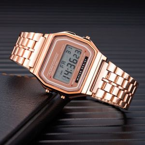 Luxe Digitale Horloges Rvs Link Armband Horloge Strap Zakelijke Elektronische Mannen Klok Reloj Mujer
