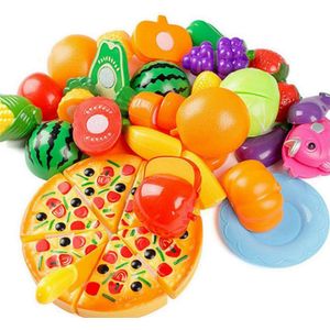 24Pcs Kinderen Speelhuis Speelgoed Cut Fruit Plastic Groenten Pizza Keuken Baby Kids Speelgoed Educatief Speelgoed
