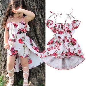 0-5 T Meisjes Jurken Zomer Baby Kids Peuter Bloemenprint Mouwloze Kleding Party Bib Band tutu Jurk Meisje kid