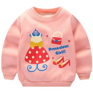 Baby Meisje Sweatshirt Roze Lange Mouwen Cartoon Tops Baby Hoodie Uitloper Dikke Warme Pasgeboren Fluwelen Baby Herfst Winter Kleding
