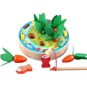 Peuter Puzzel Happy Farm Game Pull Wortel Vissen Worm Catching Toy Kids T5EC