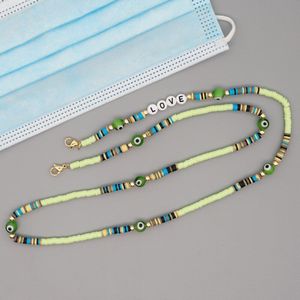 Kleurrijke Zachte Aardewerk Glazen Kralen Mode Masker Lanyard Bohemian Masker Ketting Houder Ketting Sieraden