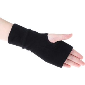 Black Unisex Mannen Vrouwen Winter Handschoenen Zachte Warme Mitten Gebreide Vingerloze Solid Black Soft