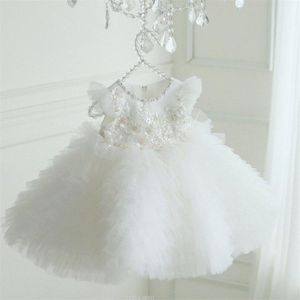 Baby Meisjes Voor Party En Wedding Flower Tulle Kinderen Jurken Voor Meisje Prinses 1st Verjaardag Jurk Doop Toga 1-8Y